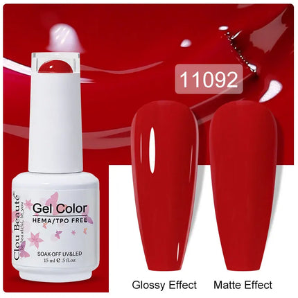 Clou Beaute 15ml Nail Gel Polish Vernis Semi Permanent UV LED Lamp Lakiery Hybrydowe Hema Free Red Nail Art Gel Lacquer Gel