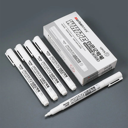 1/5pcs White Permanent Paint Pen Fine Head White Marker 1mm Quick-Drying Oil Waterproof Graffiti Pens Tire Fabric Wood Painting