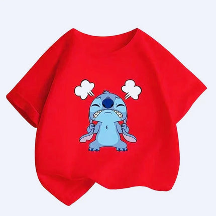 Limited Time Low Price Candy Color Stitch Kids T-Shirts | Summer New | Cute Cartoon Crew Neck Short Sleeve Tops for Boys & Girls