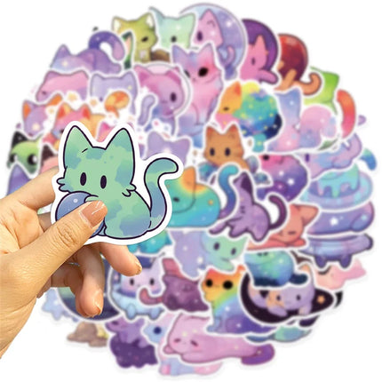 10/30/50PCS Cute Starry Sky Cat PVC Sticker Aesthetic Stationery Decoration Scrapbooking School Supplies