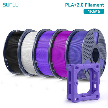 SUNLU 5KG PLA Plus 2.0 3D Printer Filament 1.75mm 1000g Spool (2.2lbs) Neatly Arranged No Knot Filament Fit Most FDM Printer