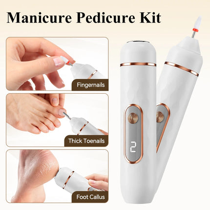 Electric Foot File And Nail Grinder 2 In 1 Professional Manicure Pedicure Tools Rechargeable Foot Callus Remover Exfoliator