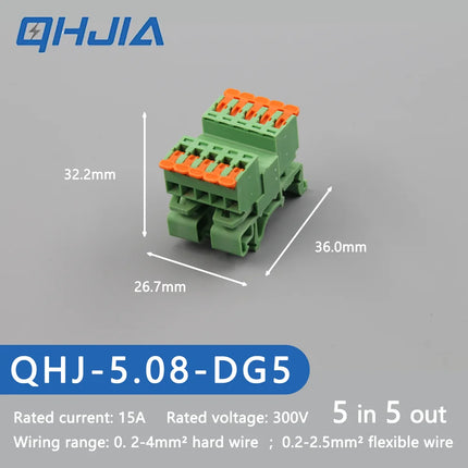 5.08 Threaded Terminal - Welding Free Docking  Handle Spring Plug Quick Connect Suitable for LED Terminal Blocks