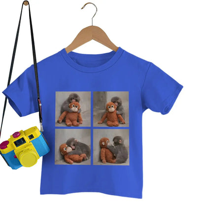 Harajuku Punch Monkey Streetwear Hipster Animal Lover Gifts T-shirts Women Men Round Neck Family Matching Clothing Kids Tshirts