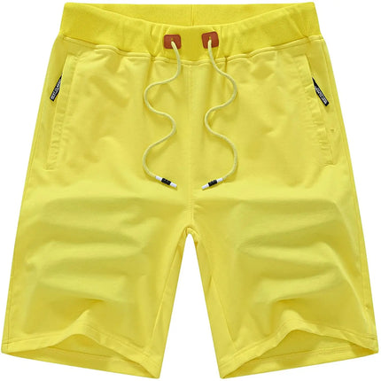 Drawstring Men's Cotton Shorts, Cozy Fit Slim Elastic Sports Shorts Man Casual Running Trendy Sweatpants Male Clothing