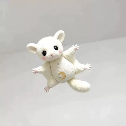 Cute White Sugar Glider Plush Keychain Stuffed Animal Pendant With Moon Star Pattern Bag Backpack Hanging Gift For Girlfriends