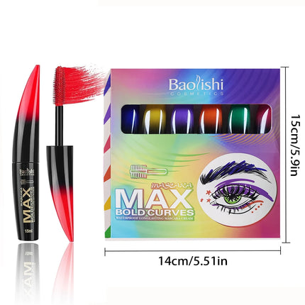 6 pcs colored mascara waterproof, dense curl, not easy to smudge eyeliner, blue, orange, yellow, pink, green, purple
