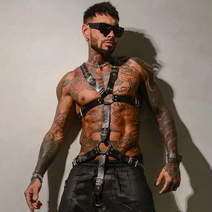 Men Sexy Leather Vest Bondage Lingerie Gay Harness Adjustable Body Chest Harness Full Body Strap Belt Exotic Accessorie