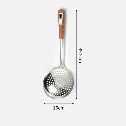 Thickened Stainless Steel Colander Filter Spoon Multifunctional Oval Oil Skimmer Scoop Long Handle Ramen Scoop Kitchen Utensils