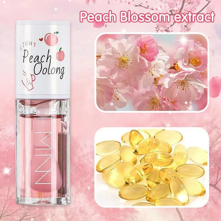Kawaii Honey Peach Lip Oil  Long Lasting Non-sticky Moisturizing Lip Tint with Lip Plumper Hydrating Lip Care Serum 5ml Make Up