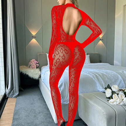 Toucheart Erotic Mesh Bodysuit Leopard Print Hollow Out Sexy Uniform Women Body Shaping See-through Seductive Hot Flirt Bodysuit