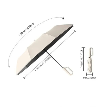 Double Keel Ring Buckle Fully Automatic Folding Umbrella Sunny Rainy Dual-use Wind and Uv Protection Sunshade Travel Casual,1PC
