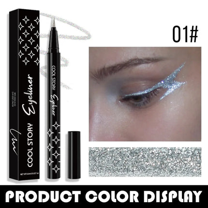 Waterproof Glitter Eyeliner Pen Eye Shadow Stick Long-Lasting Quickly Dry Diamond Shining 9-color Liquid Eyeliner Big Eye Makeup