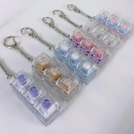 Crystal Keycap Keychain 1/2/3/4/9 Key Keyboard Fingertip Clicker Stress Relief Decompression Toy