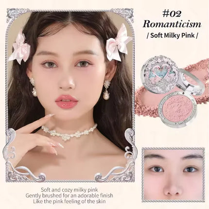 Flower Knows Bunny Garden Collection Embossed Blush Palette Long Lasting Waterproof Face Blusher Powder Matte Finish