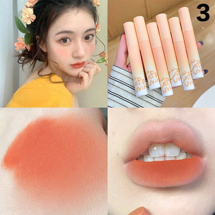 [HB]Cappuvini Pumpkin Apricot Lip Mud Velvet Lip Cream Matte Texture Lipstick Overlay Base Color Rose Orange Lip Gloss Tint