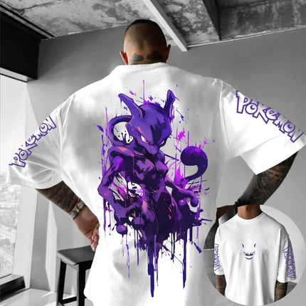 Summer Anime Pokémon Cosplay T-Shirt Cotton Short Sleeve Tops Casual Loose Retro T-Shirt Men Women Family Matching Outfits Tops