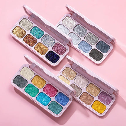 Creamy Eyeshadow Palette 8 Shade Set Buildable Sparkle and Highlight Easy Blend No Fallout for Woman Girl Quick Makeup Essential