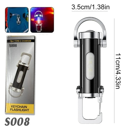 Rechargeable LED Keychain EDC Light Mini Handheld Flashlights Waterproof Work Lantern for Outdoor Camping Fishing Emergency