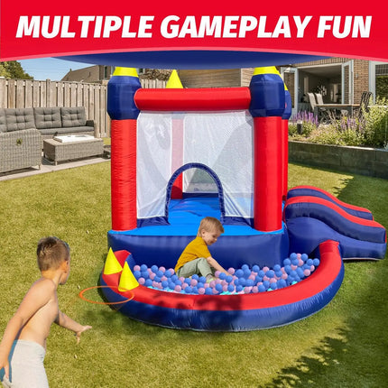Outdoor & Indoor Mini Inflatable Bounce House with Blower Toddler Castle Kids Bouncy House with Slide air Blowe Birthday Party Gift