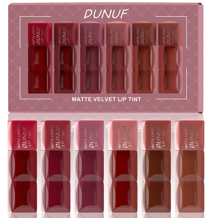 6pc/set Velvet Matte Lipstick Long-lasting Waterproof Lip Gloss Lip Glaze Non-Stick Cup Nude Red High Pigment Y2K Christmas Gift