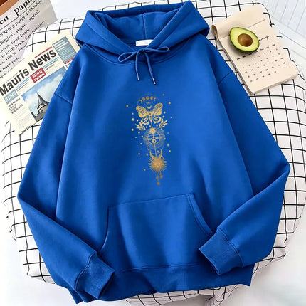 Vintage Butterfly with Moon Print Hoodies Spring Autumn Winter Casual Hoodies Sweatshirts Men Women Hoodie Sweatshirt