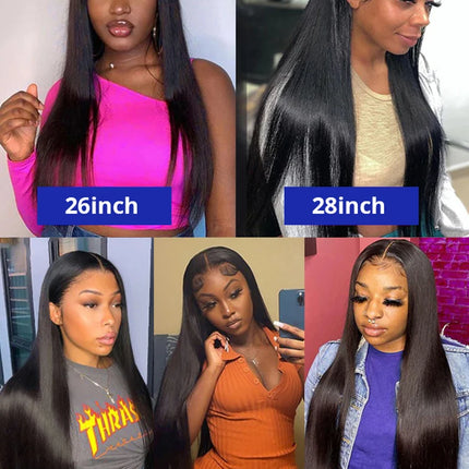 40 Inch Bone Straight Human Hair Wig 13x4 13x6 HD Transparent Lace Wigs Brazilian Full Lace Frontal Wig For Women 300% Density