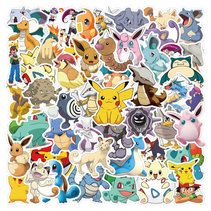 200pcs Non-duplicate Random Cartoon Anime Cute Pikachu Pokemon Children Waterproof Stickers