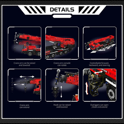 Mould King 17073 17074 Technical Car Toys The RC LTM 1110 Crane Building Block Engineering Truck Brick Set Kids Christmas Gift