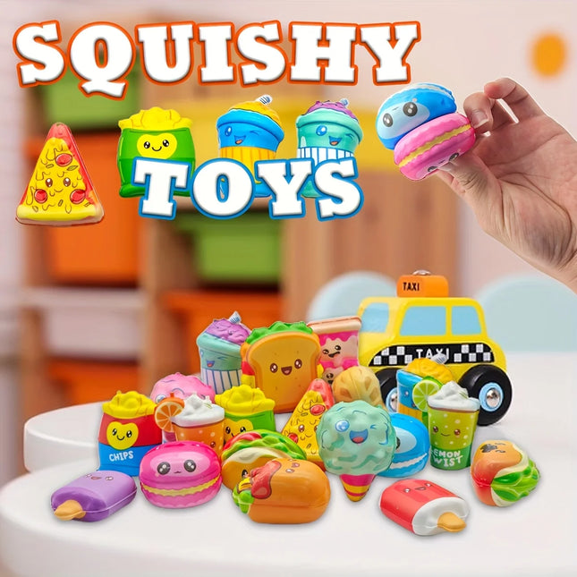 12pcs Mini Squeeze Toys, School and Birthday Gift Pack with Various Food & Fries Slow-Rising Squishy Toys, Random Styles Christmas