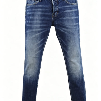 6058 Four Seasons New Men's Wash Grinding Hole Patch Paint Splash Ink Micro-bullet Leg Grey Jeans for Men