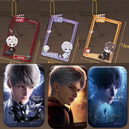Anime Love and Deepspace Sylus Caleb Rafayel Zayne Xavier Transparent Keychain Cosplay Cartoon Laser Ticket Pendant Badge Hang