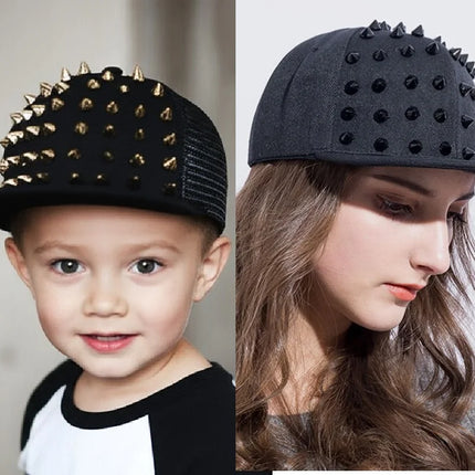 BASEBALL CAPS FOR BOTH Men Women Boys Girls Punk Studded Baseball Hip-Hop Hat Adjustable Snapback Spike Rivet Stud Cap