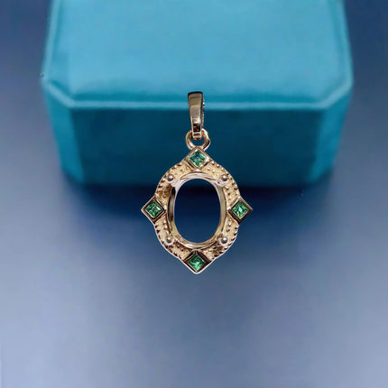 DIY Empty Pendant Holder S925 Sterling Silver Setting 7*9mm Ellipse Stone Design Fine Charm Weddings Jewelry Accessory for Woman