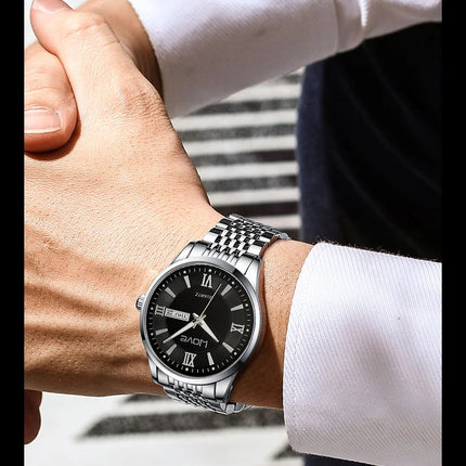 UTHAI Men's Watch High End Calendar Luminous Steel Wristband Fashion Trend Classic Business Quartz Watch Clock Gift