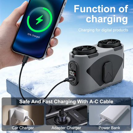 15000mAh Waist/Hanging Neck Fan, 6-Speed Strong Wind, Dual Air Vents, LED, Display, For Sports Courier Outdoor Working