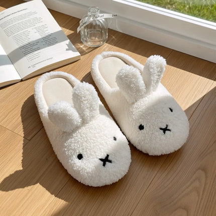 Miffy Cute Plush Cotton Slippers for Women Winter Comfort Warm Cotton Shoes Cartoon Anime Non Slip Home Bedroom Slippers Gifts