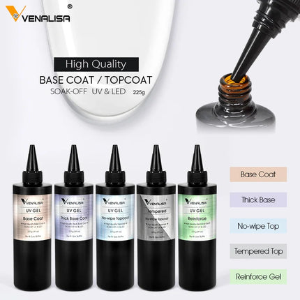 30/60ml VENALISA Diamond Long Wear Top Coat Big Volume Refillment Ultra Glossy Non Wipe Anti Yellowing No Burning Extension Gel