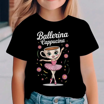 Italian Brainrot Cute Meme T-Shirt for Girls Clothes Ballerina Cappuccino Print Tee Tops Pink Summer Kawaii Outfits Streetwear