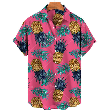 Pineapple Fruit Hawaiian Shirts Lemon 3d Print Men Fashion Blouses Casual Beach Camisas Summer Men's Vocation Lapel Shirt