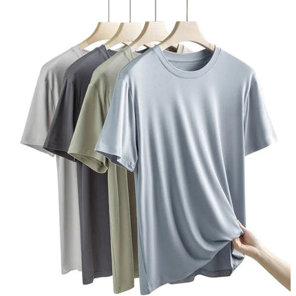94% Modal 6% Spandex Summer Short Sleeve T-shirt Men Crew Neck Solid Color Casual Underwear Brand High Quality Mens Clothing New