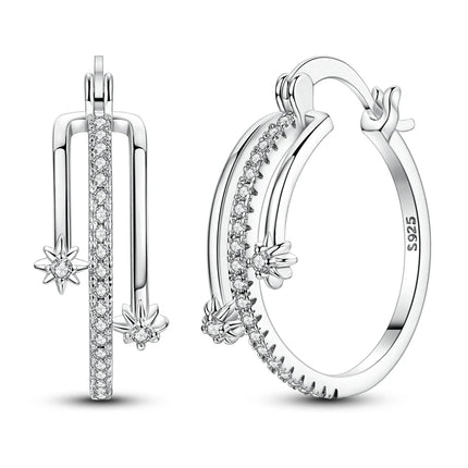 2025 New 925 Sterling Silver Earrings Simple Bow Strawberry Butterfly Hoop Stud Earrings for Wedding Party Women Jewelry Girls
