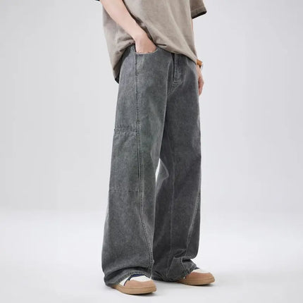 2026 New American Style Workwear Wide-Leg Pants for Men, Loose American Straight Casual Trousers for Men