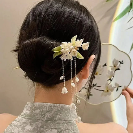 New Chinese Style Hair Stick for Women Flower Tassel Hairpin Women Ancient Style Hair Stick Ornament Hair Insert Accessories