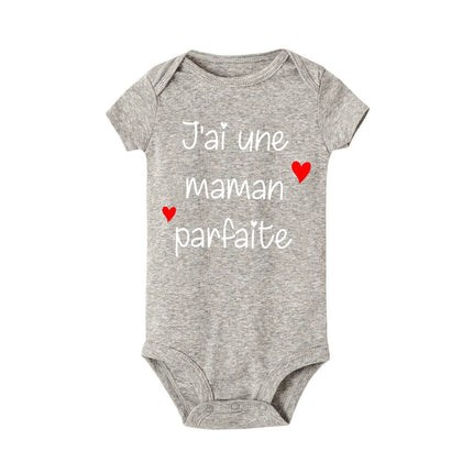 I Have A Perfect Mother Print Newborn Clother Baby Short Sleeve Romper Toddler Jumpsuit Infant Girl Boy Unisex Bodysuits Outfit