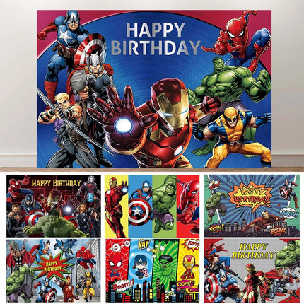 Marvel Avengers Photo Backdrops Banner Captain America Iron Man Spider-Man Boys Birthday Party Decor Custom Superhero Background