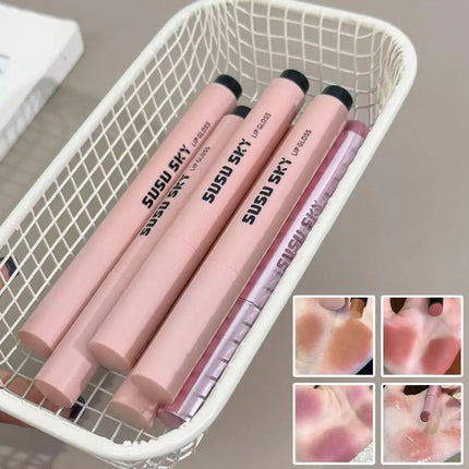 Pearlescent Pink Glitter Solid Lip Gloss Moisturizing Nourishing Water-gloss Crystal Mirror Glass Lip Tint Lipstick Pen Makeup