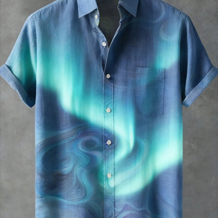 Men's Linen Short Sleeve Lapel Shirt Natural Ethnic Totem 3D Printed Shirt Hawaiian Vacation Social Party Shirt Fast Shipping