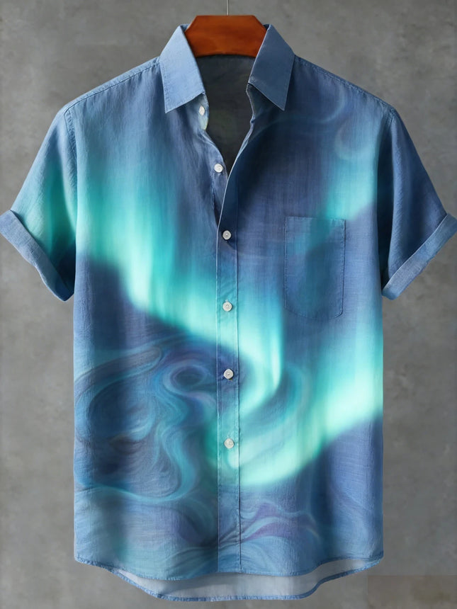Men's Linen Short Sleeve Lapel Shirt Natural Ethnic Totem 3D Printed Shirt Hawaiian Vacation Social Party Shirt Fast Shipping