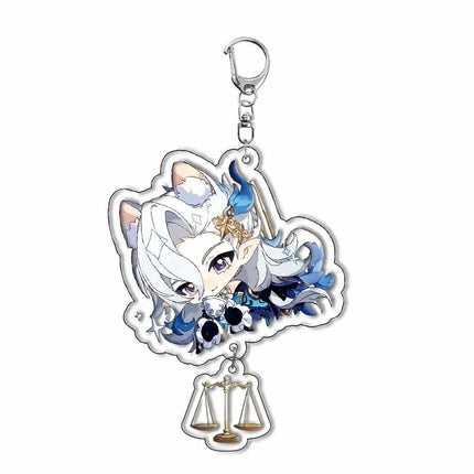 Genshin Impact Furina Clorinde Freminet Sigewinne Keychain Anime Game Pendant Accessories Gift